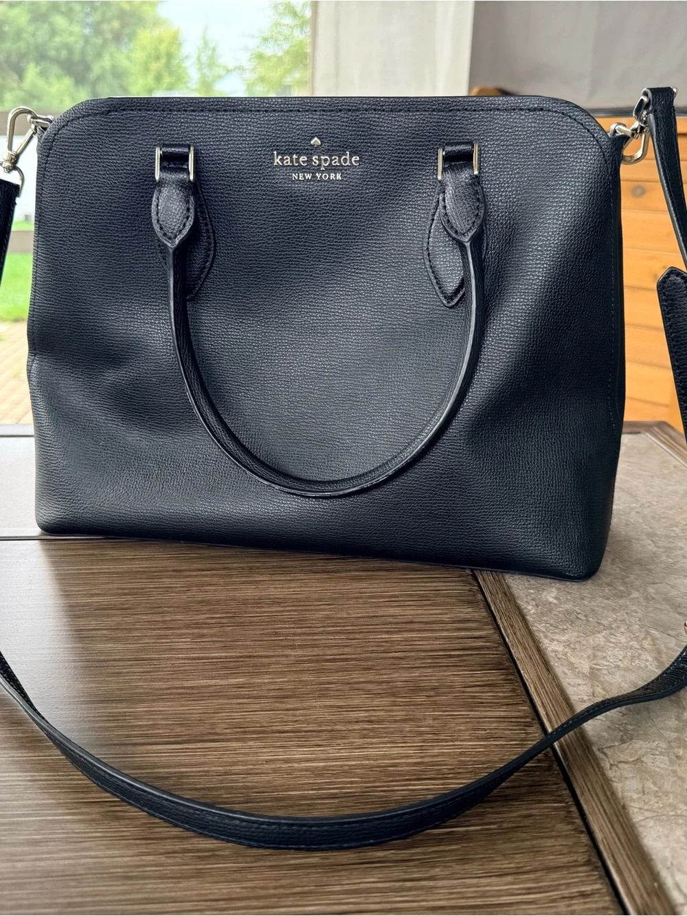 Kate Spade Darcy Small Satchel – Black Pebbled Leather